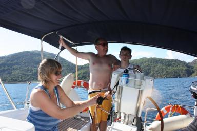 Family sailing (Diane, Brian and Jamie)